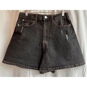 WeWoreWhat High Rise Balloon Short Women's Denim Black Bahbah Stretch 26 NWT